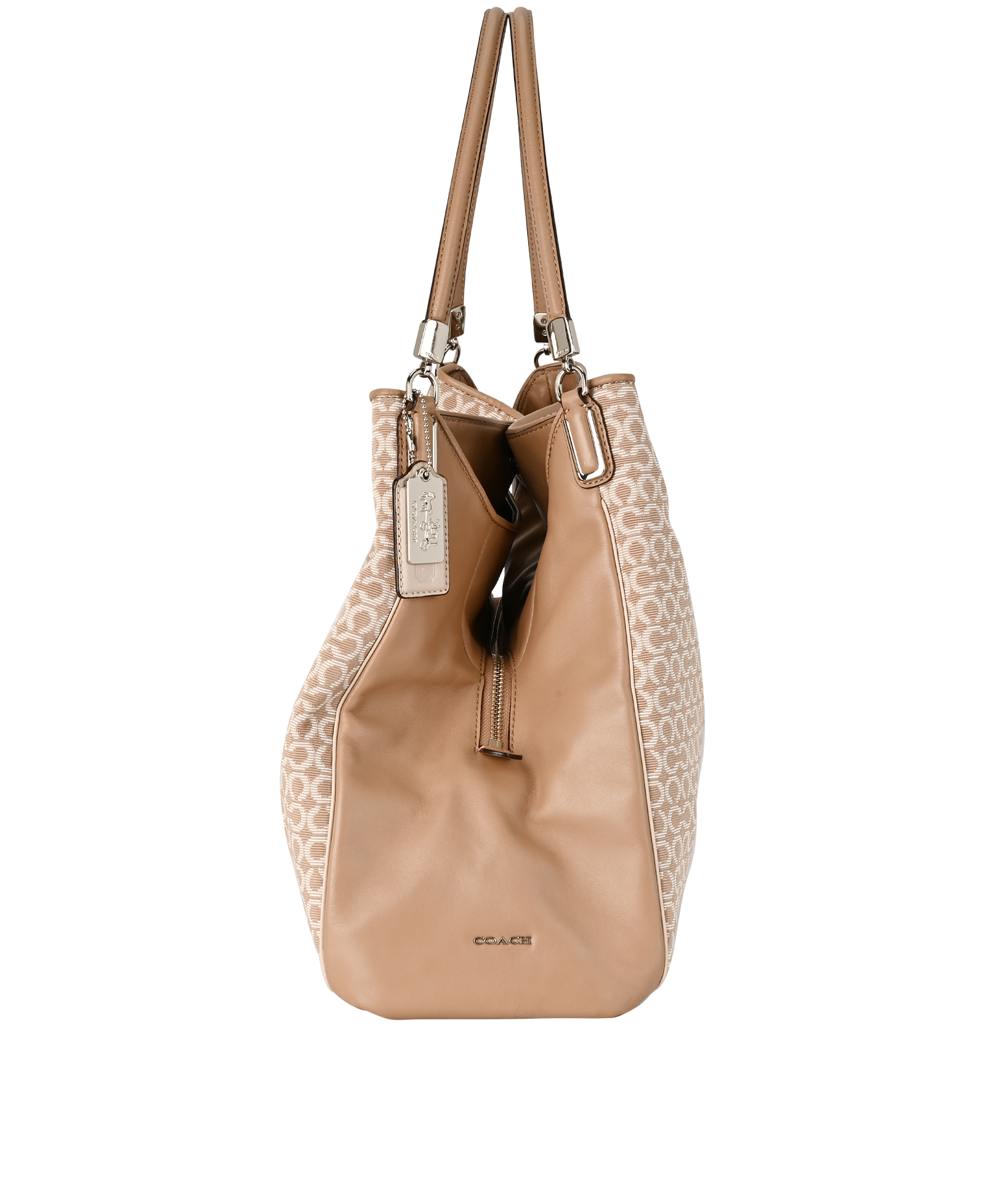 Madison Shoulder Bag, &pound;110, Handbags, Beige, Canvas/Leather, Bottom view